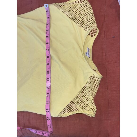 Melissa Odabash Sports Luxe Yellow Mesh Sleeve Athletic Top 10 - Picture 6 of 7